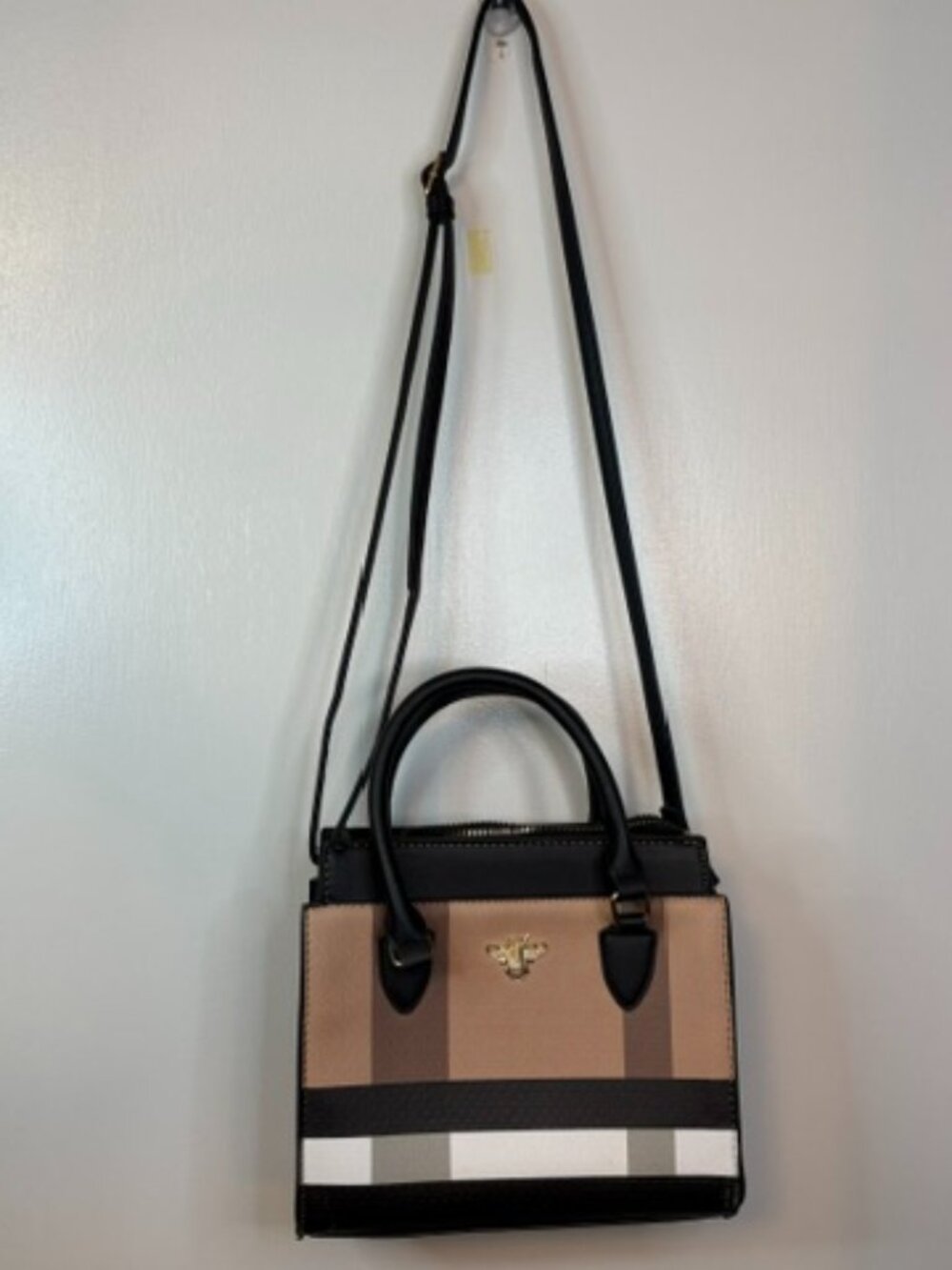 Deluxity Los Angeles vegan black tan white shoulder bag